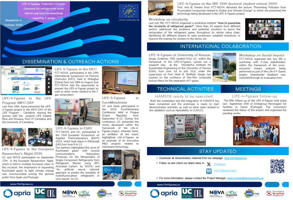 Disponible el sexto newsletter del proyecto LIFE-4-Fgases